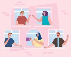 people talking in the windows vector