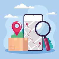 smartphone and location icons vector