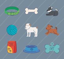 iconos de perros y tiendas de mascotas vector