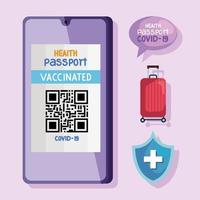 covid19 health passport four icons vector