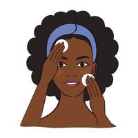 afro girl cleaning her face vector