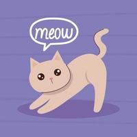 cat standing kawaii style vector