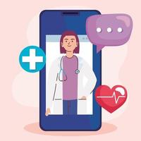 doctor in telemedicine attention vector