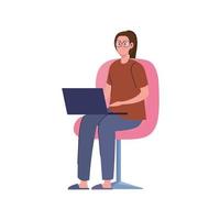 woman using laptop vector