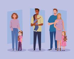 set scenes of families vector