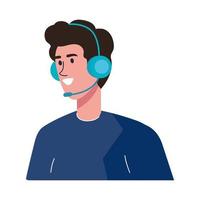telemarketer worker with headset vector