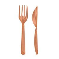 wooden fork and knife vector