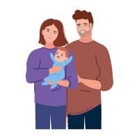 couple lovers with newborn vector