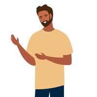 young bearded man character vector