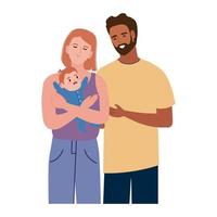 interracial couple with newborn vector