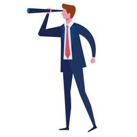 businessman looking through telescope vector