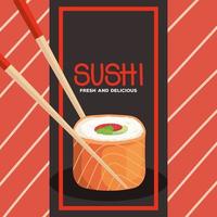 cartel de delicioso sushi vector