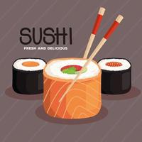 banner of delicious sushi vector