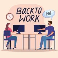 workers wearing face mask back to work vector