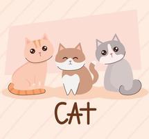 cute cats in group vector