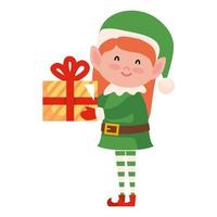 elf female with gift box vector