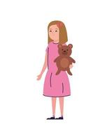 cute girl with bear vector