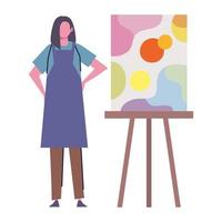 woman painter with canvas vector