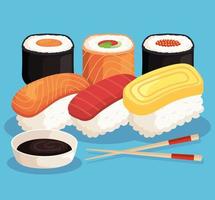 sushi delicious japanese food vector