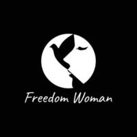freedom woman bird logo design vector