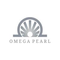 silver omega pearl logo design vector