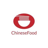 noodle bowl chinese food logo vector