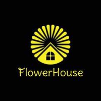 simple sunflower house logo design vector