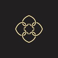 luxury flower line logo design vector