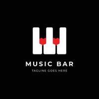 piano wine music bar logo template vector