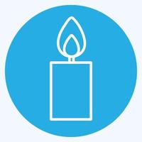 Lit Candle Icon in trendy blue eyes style isolated on soft blue background vector