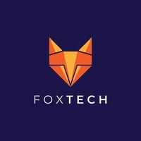 modern fox tech logo design vector