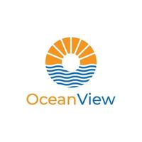 simple ocean sun logo design vector