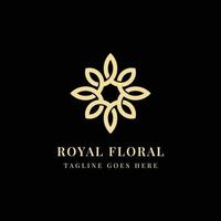 luxury flower line logo design vector