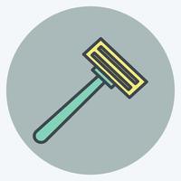 Shaving Blade Icon in trendy color mate style isolated on soft blue background vector