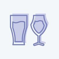 icono de vasos de cerveza en un moderno estilo de dos tonos aislado en un fondo azul suave vector