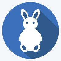 Bunny Icon in trendy long shadow style isolated on soft blue background vector