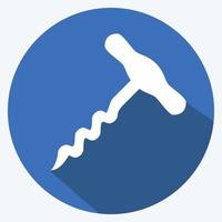 Icon Corkscrew - Long Shadow Style - Simple illustration,Editable stroke vector