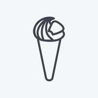 icono de helado en estilo de línea de moda aislado en fondo azul suave vector