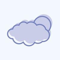 Sun Cloud Icon in trendy two tone style isolated on soft blue background vector