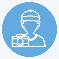 Taking picture Icon in trendy blue eyes style isolated on soft blue background vector