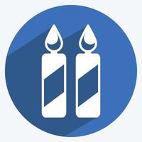 Two Candles Icon in trendy long shadow style isolated on soft blue background vector