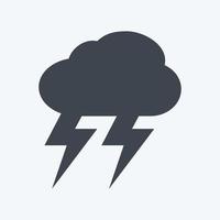 Thunderstorm Icon in trendy glyph style isolated on soft blue background vector