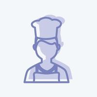 ícono de chef en un moderno estilo de dos tonos aislado en un fondo azul suave vector