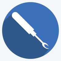 Seam Ripper Icon in trendy long shadow style isolated on soft blue background vector