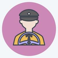 Driving Icon in trendy color mate style isolated on soft blue background vector