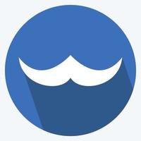 Moustache Icon in trendy long shadow style isolated on soft blue background vector