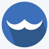 Moustache Icon in trendy long shadow style isolated on soft blue background vector