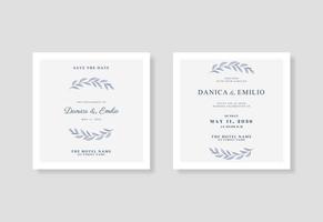 Minimalist, beautiful and elegant wedding card square template vector