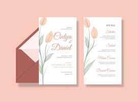 Beautiful wedding invitation and menu card template vector