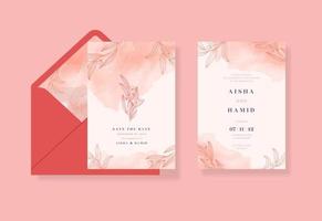 Beautiful watercolor wedding invitation template vector